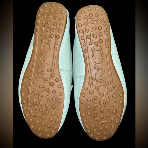 COACH LOAFERS Fredrica Pebble Grain Leather Flats Shoes Mint Green 8 - Picture 4 of 5